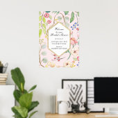 Moderne bloemige bladgroene welkomst Pastel Bruids Poster (Thuiskantoor)