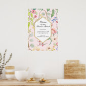 Moderne bloemige bladgroente welkom pastelkleurige poster (Keuken)