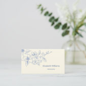 Moderne Bloemige Blauwe Crème Magnolia | QR Code Visitekaartje (Staand voorkant)