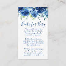Moderne bloemige blauwe jongensboeken baby shower