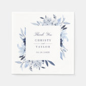 Moderne bloemige blauwe waterverf gepersonaliseerd servet (Voorkant)