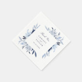 Moderne bloemige blauwe waterverf gepersonaliseerd servet (Hoek)