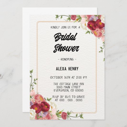 Moderne bloemige boho kaart (Voorkant / Achterkant)