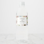Moderne Bloemige Botanische Bruiloft Waterfles Etiket (Voorkant)