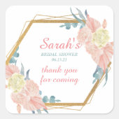Moderne bloemige bruidsbruiloft bedankje vierkante sticker (Voorkant)