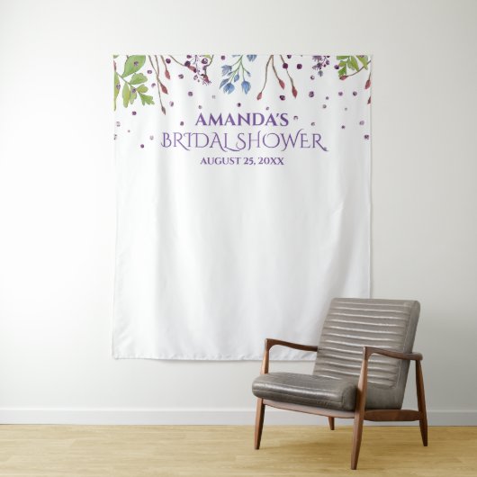 Moderne bloemige bruidsshower fotohokje achtergron wandkleed (In situ)