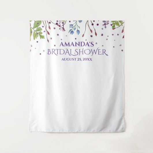 Moderne bloemige bruidsshower fotohokje achtergron wandkleed (Voorkant)
