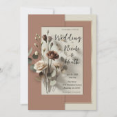 Moderne Bloemige Bruiloft met Mocha Mousse Kaart (Voorkant)