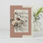 Moderne Bloemige Bruiloft met Mocha Mousse Kaart (Staand voorkant)