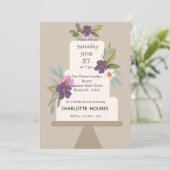 Moderne bloemige bruiloftstaart bruidsdouche  kaart (Staand voorkant)