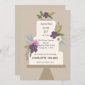 Moderne bloemige bruiloftstaart bruidsdouche  kaart (Voorkant / Achterkant)