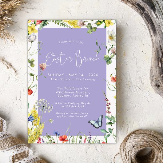 Moderne Bloemige Chic Lavendel Paasbrunch Kaart