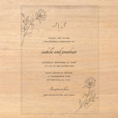 Moderne Bloemige Chic Monogram Acryl Uitnodigingen (Voorkant)