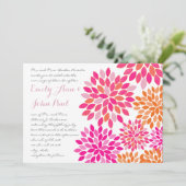 Moderne bloemige chrysanthemum bruiloft uitnodigin kaart (Staand voorkant)