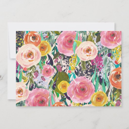 Moderne bloemige eerste communie persoonlijke uitn kaart (Achterkant)