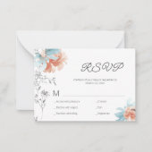 Moderne bloemige elegante bruiloft mini RSVP-kaart Notitiekaartje (Voorkant)