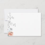 Moderne bloemige elegante lijn tekening bruiloft RSVP kaartje (Achterkant)