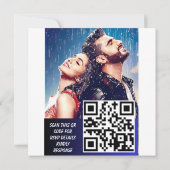 Moderne Bloemige Foto QR Code Trouwkaart Uitnodigi Save The Date (Achterkant)
