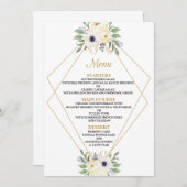 Moderne bloemige geometrische bruiloft menu Kaart (Voorkant / Achterkant)
