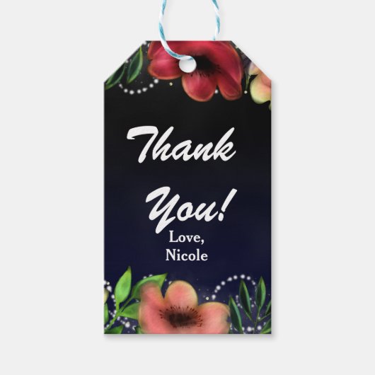 Moderne Bloemige Gloed Chic Avondfeest Favor Cadeaulabel (Voorkant)