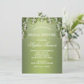 Moderne bloemige groene bruidsdouche uitnodiging (Staand voorkant)