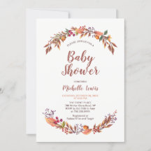 Moderne bloemige herfst jongens babyshower uitnodi