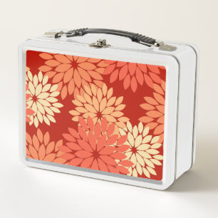 Moderne Bloemige Kimono Print, Mandarijn Oranje