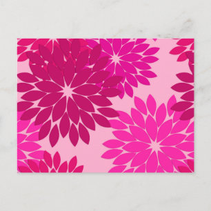 Moderne Bloemige Kimono Print, Roze, Fuchsia en Wi Briefkaart
