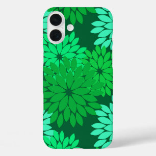 Moderne bloemige kimonoprint, smaragd en jade groe iPhone 16 plus hoesje