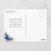 Moderne bloemige marine blauw goud tiara quinceañe briefkaart (Achterkant)