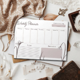 Moderne bloemige mauve weekplanner notitieblok