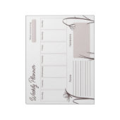 Moderne bloemige mauve weekplanner notitieblok (Linkerzijde)