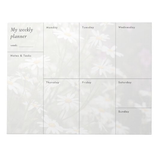 Moderne bloemige minimalistische weekplanner notitieblok (Voorkant)