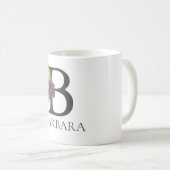 Moderne bloemige monogram letter B Koffiemok (Voorkant rechts)