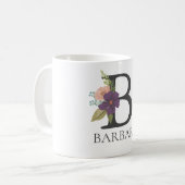 Moderne bloemige monogram letter B Koffiemok (Voorkant links)