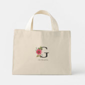 Moderne bloemige  monogram letter G Mini Tote Bag (Achterkant)