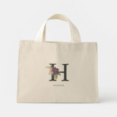 Moderne bloemige  monogram letter H Mini Tote Bag (Achterkant)