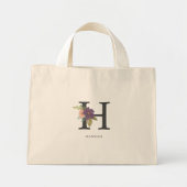 Moderne bloemige  monogram letter H Mini Tote Bag (Voorkant)
