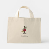 Moderne bloemige monogram letter I Mini Tote Bag (Achterkant)
