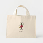 Moderne bloemige monogram letter I Mini Tote Bag (Voorkant)