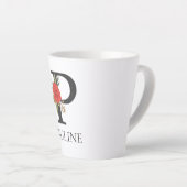 Moderne bloemige monogram letter P Latte Mok (Rechterhoek)