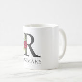 Moderne bloemige  monogram letter R Koffiemok (Voorkant rechts)