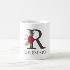 Moderne bloemige  monogram letter R Koffiemok