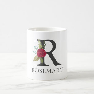 Moderne bloemige monogram letter R Koffiemok