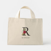 Moderne bloemige  monogram letter R Mini Tote Bag (Achterkant)