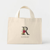 Moderne bloemige  monogram letter R Mini Tote Bag (Voorkant)