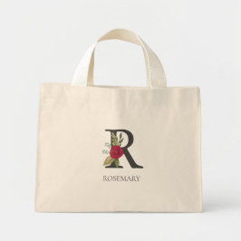 Moderne bloemige  monogram letter R Mini Tote Bag