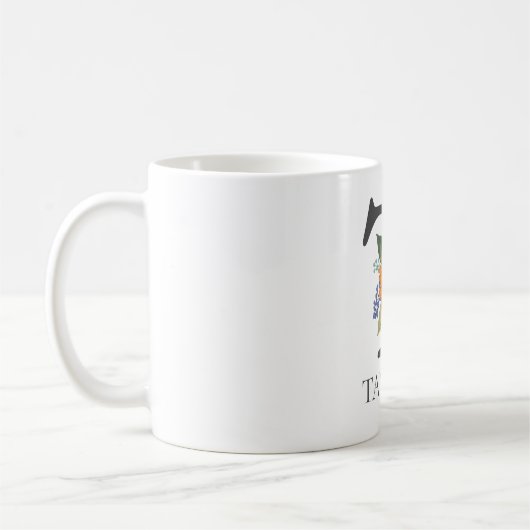 Moderne bloemige  monogram letter T Koffiemok (Links)