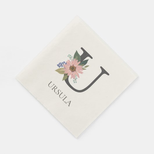 Moderne bloemige  monogram letter U Servet (Hoek)