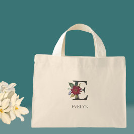 Moderne bloemige  monogram mini tote bag